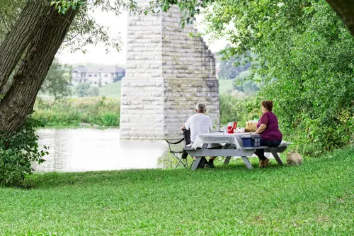 Picnic at the Flats by trestle bridge