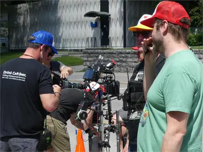 A filming crew on set