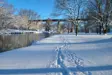 Footprints on a snow covered trail