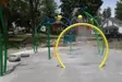Splash pad playground in summer
