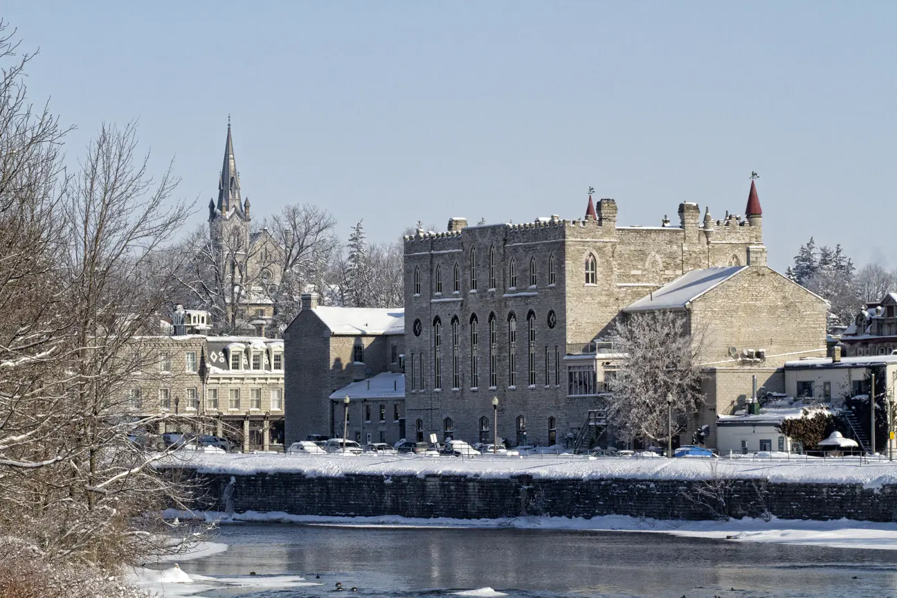 Historic town in winter