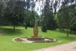 Statue on greenspace at park