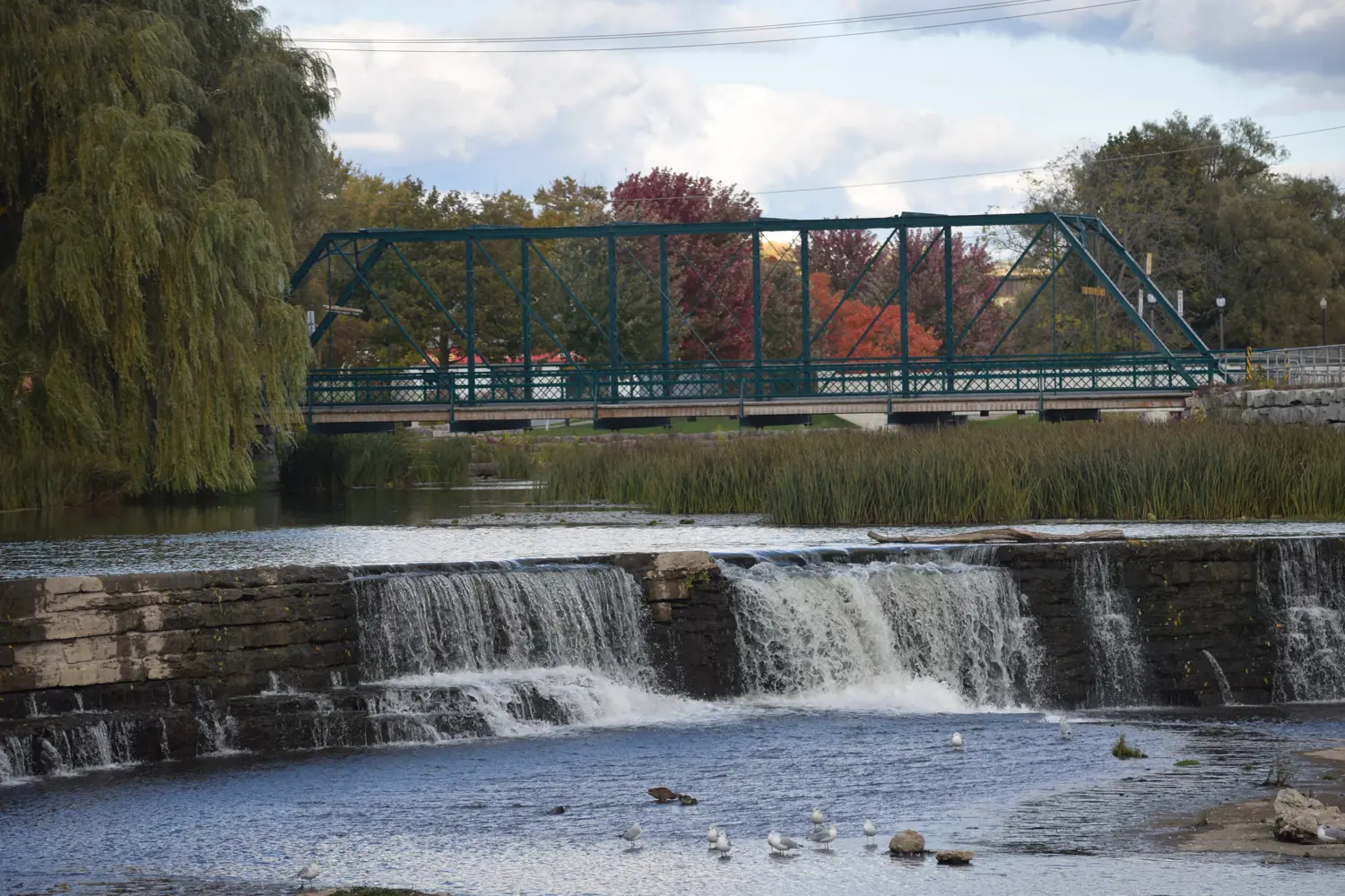 Bridge and small waterfall