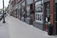 Wide sidewalks on storefronts of downtown