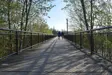 Family walking on a trestle bridge